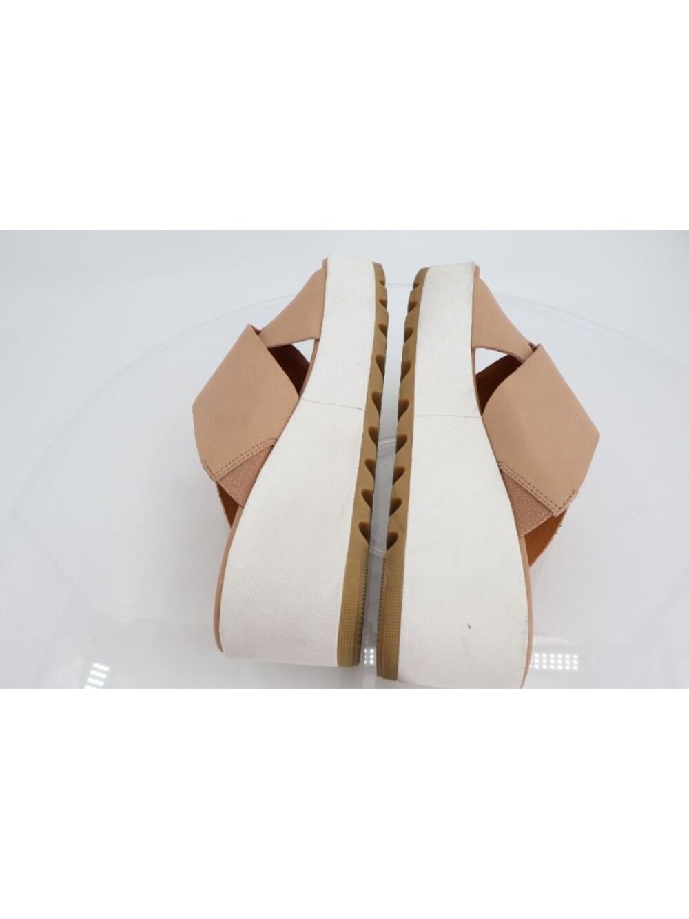 Sorel Womens Cameron Sandal Size 9.5 Brown Leather Slide Platform Chunky Wedge - Picture 10 of 13
